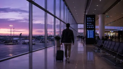 Pasajero caminando por la terminal