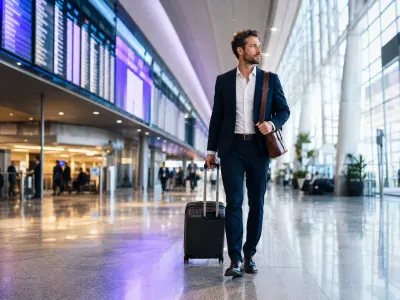 Viajero de negocios en la terminal